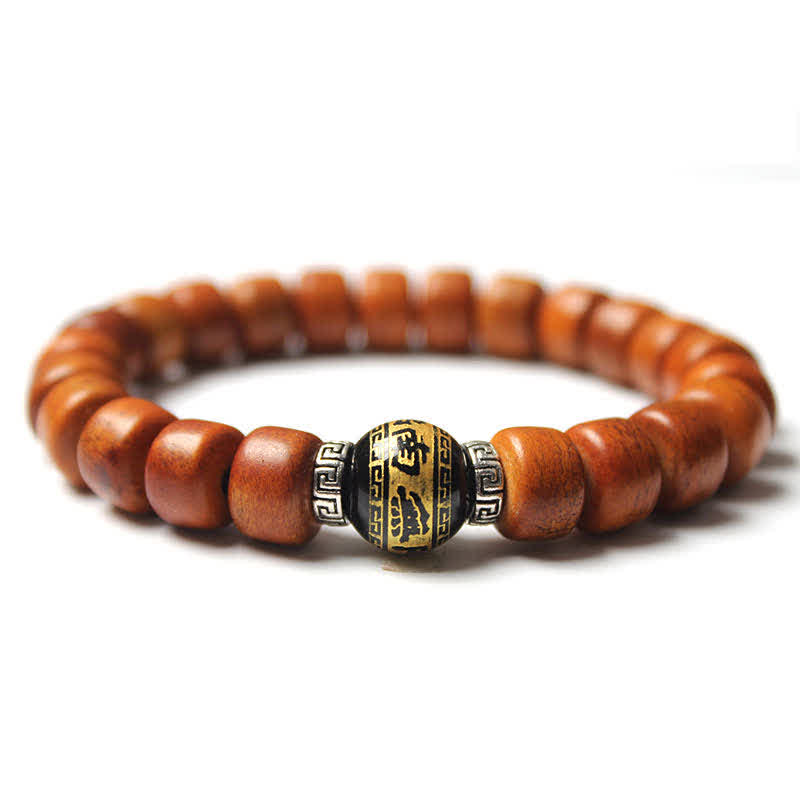 Buddha Stones Tibetan Bone Beads Om Mani Padme Hum Strength Bracelet - 10*8mm - Black Obsidian (Purification ♥ Transformation) - image 11