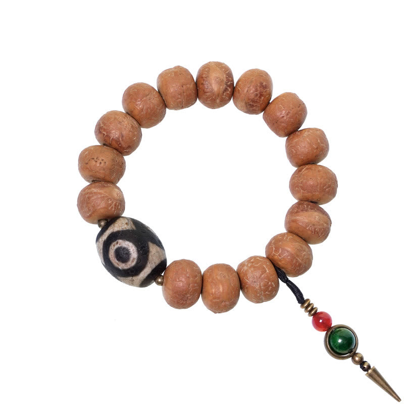 Buddha Stones Tibet Bodhi Seed Dzi Bead Peace Charm Wrist Mala Bracelet - image 9