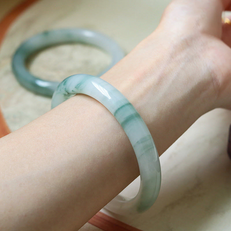 Buddha Stones Natural Jade Luck Prosperity Bangle Bracelet - image 3