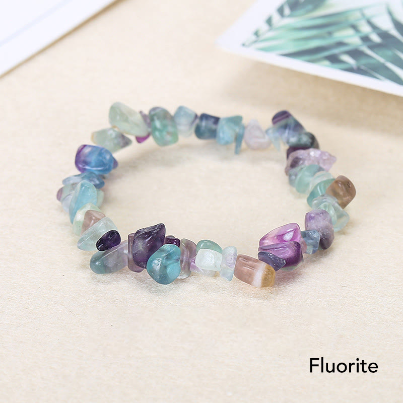 Natural Irregular Shape Crystal Stone Warmth Soothing Bracelet - Fluorite - image 16