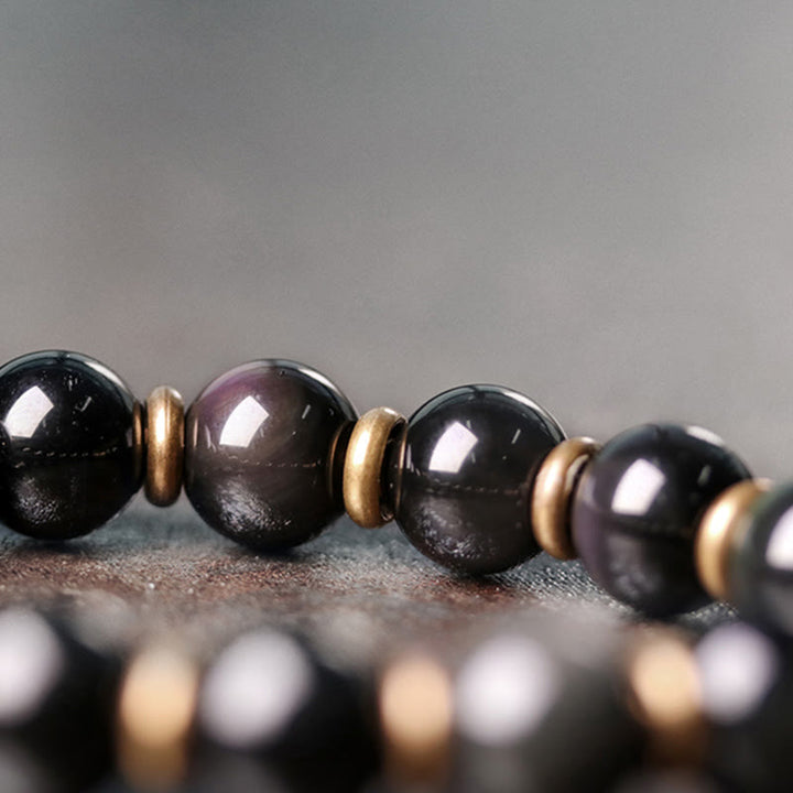 Buddha Stones Rainbow Obsidian Copper Love Healing Bracelet - image 4