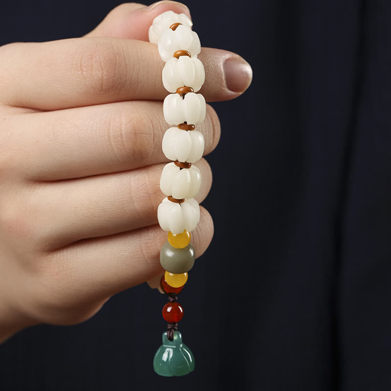 Buddha Stones Natural Bodhi Seed Red Agate Bodhi Calm Harmony Engraved Pumpkin Bead Lotus Bracelet - image 7