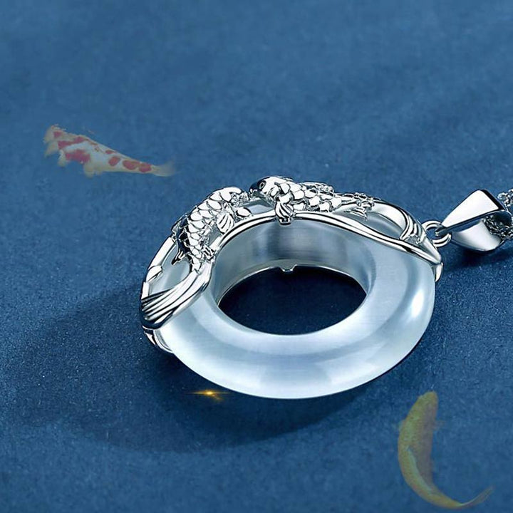 Buddha Stones Natural White Jade Koi Lucky Necklace - image 3