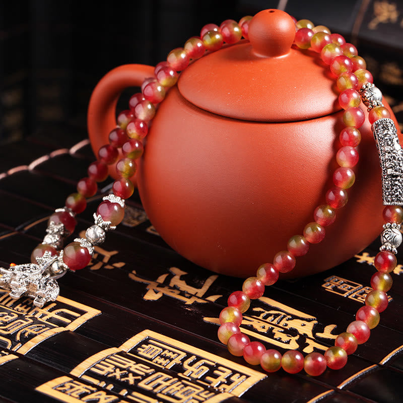 Buddha Stones Natural Watermelon Tourmaline PiXiu Elephant Positive Triple Wrap Bracelet - image 9