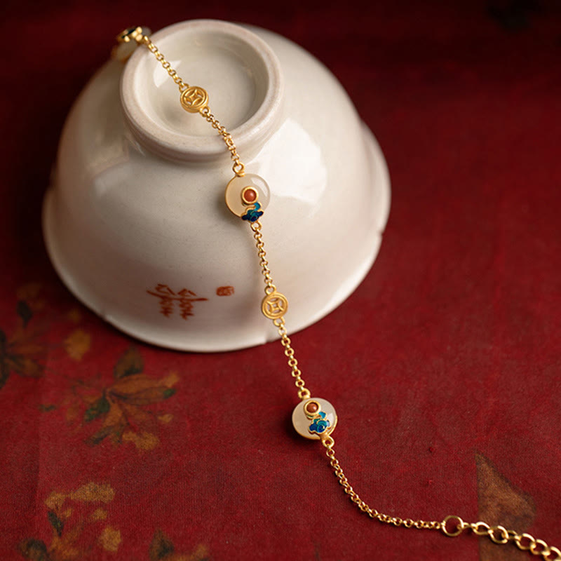 Buddha Stones Auspicious Clouds Jade Pattern Luck Bracelet - image 1