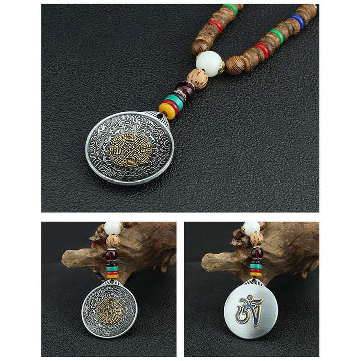 Buddha Stones Tibetan Om Mani Padme Hum Prayer Wheel Rotation Vajra Wood Necklace Pendant - image 25
