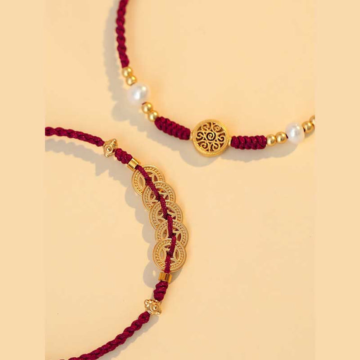 Buddha Stones Copper Coin Fortune Tree Luck Strength Braided Bracelet - image 17