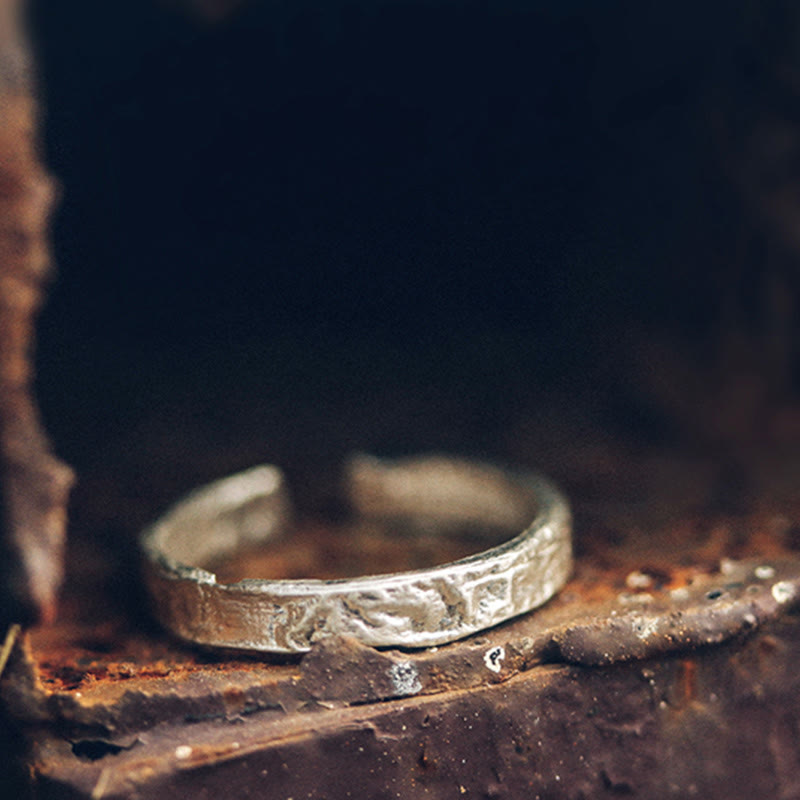 Buddha Stones 925 Sterling Silver Simple Design Blessing Couple Ring - image 3