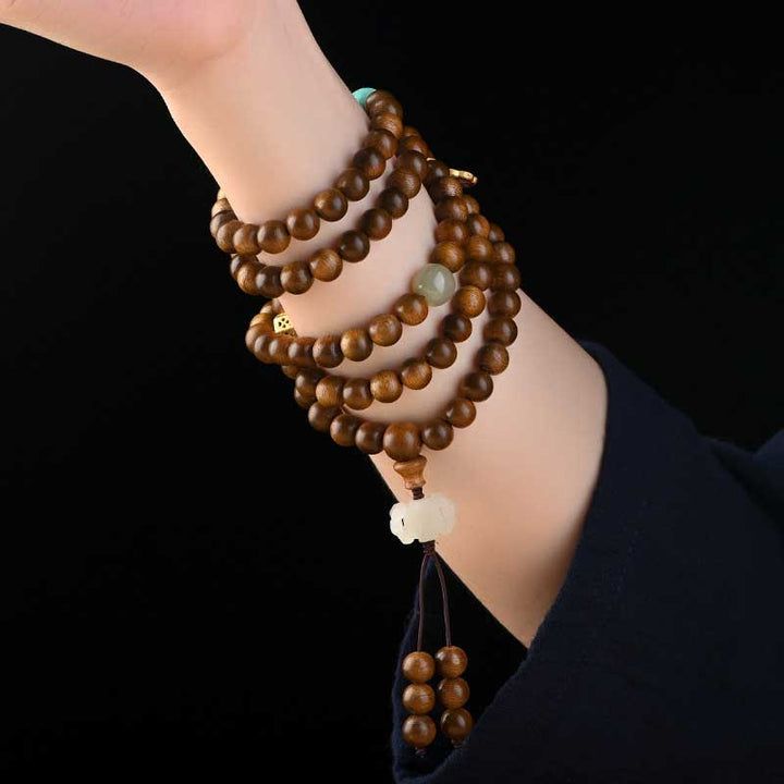 Buddha Stones Tibetan Rosewood Protection Calm Bracelet Mala - image 9