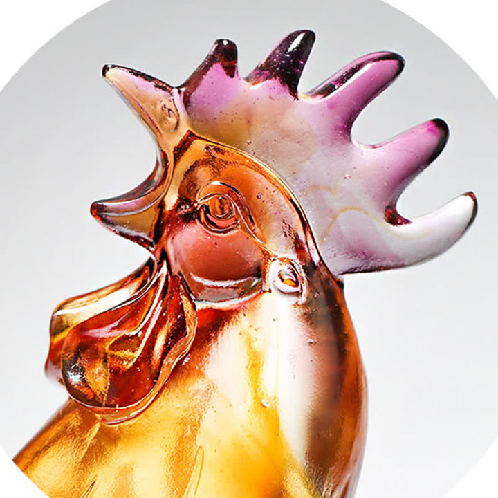 Buddha Stones Handmade Liuli Crystal Rooster Art Piece Home Decoration - image 11