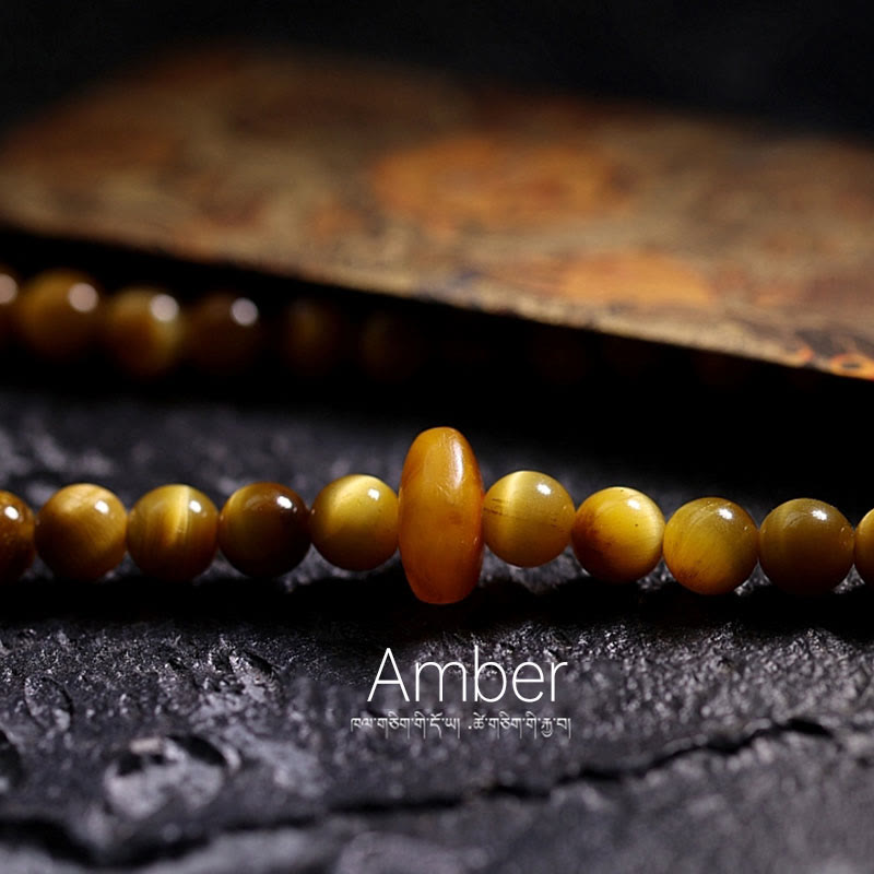 Buddha Stones 108 Mala Beads Natural Tiger Eye Copper Dorje Protection Tassel Bracelet - image 13