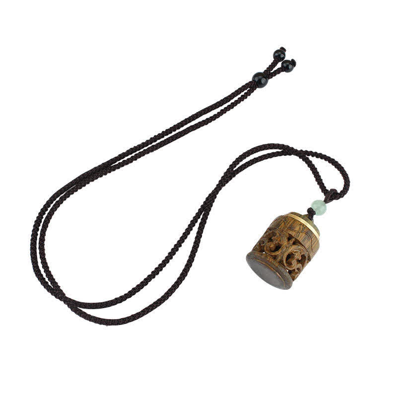 Buddha Stones Tibet Green Sandalwood Rosewood Om Mani Padme Hum Lotus Positive Soothing Necklace Pendant - image 15