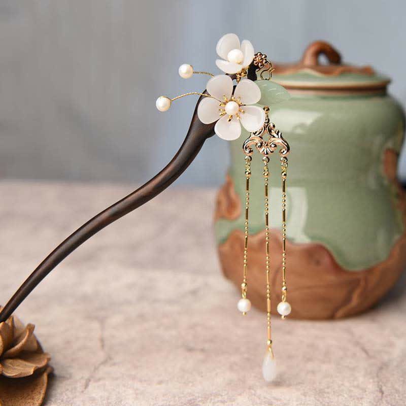 Buddha Stones Ebony Flower Protection Blessing Hairpin Decorations - image 1