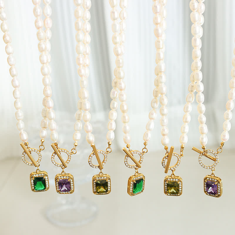 Pearl Zircon Wealth Charm Necklace Pendant - image 1