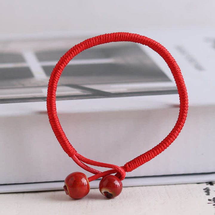 Buddha Stones FengShui Lucky Red String Ceramic Bracelet - Red String(Wrist Circumference 14-19cm) - image 5