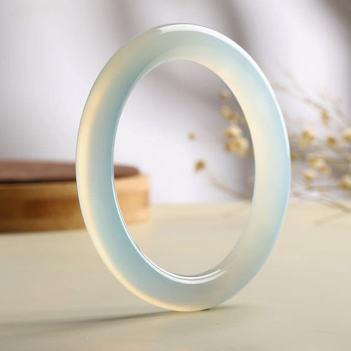 Buddha Stones Natural Aquamarine Blessing Serenity Bangle Bracelet - image 1