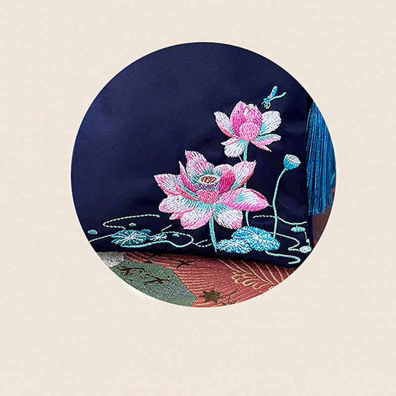 Buddha Stones Waterproof Handmade Embroidered Lotus Flowers Crossbody Bag Shoulder Bag Cellphone Bag - image 19