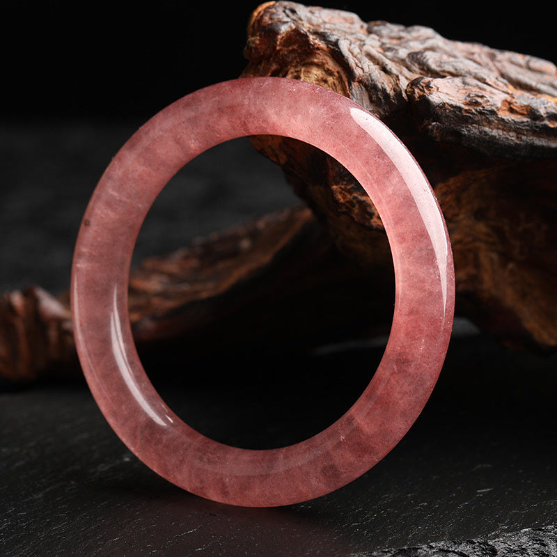 Buddha Stones Natural Strawberry Quartz Love Healing Bracelet Bangle - image 2