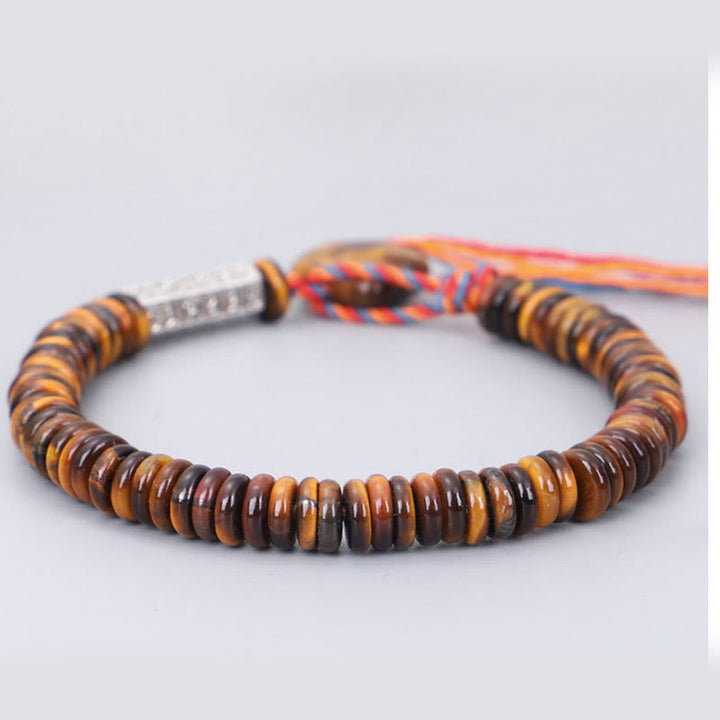 Buddha Stones Tibetan Tiger Eye Om Mani Padme Hum Protection Power Bracelet - image 6