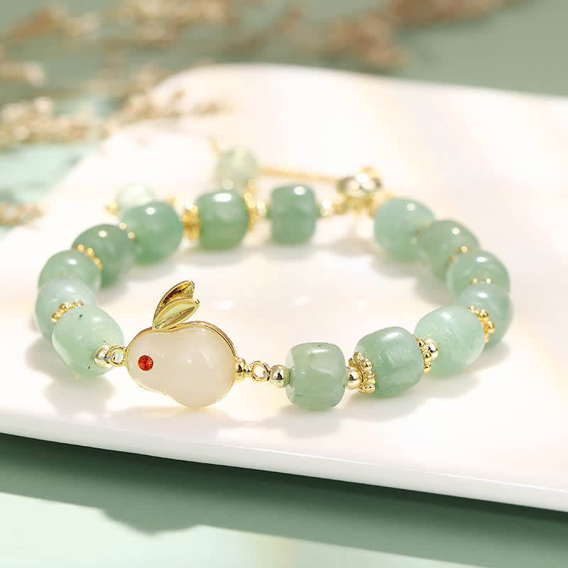 Buddha Stones Year of the Rabbit Natural Green Aventurine Luck Bead Bracelet - image 1