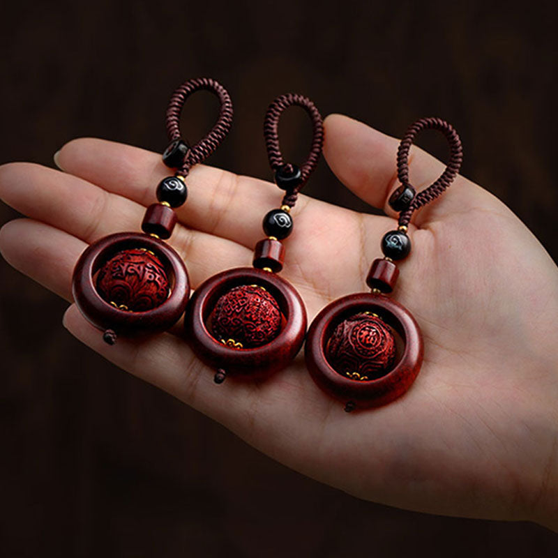Buddha Stones Tibetan Small Leaf Red Sandalwood Ebony Luck Protection Rotation Decoration - image 2