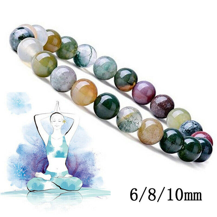 Buddha Stones  India Agate Beads Luck Yoga Bracelet - 10mm - image 0