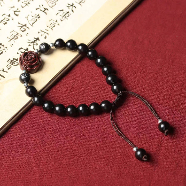 Buddha Stones Small Leaf Red Sandalwood Sooth Bracelet - image 1