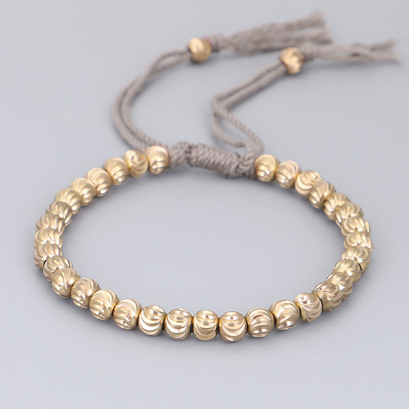 Buddha Stones Tibetan Handmade Copper Bead Luck String Bracelet - Gray(Wrist Circumference 14-26cm) - image 3