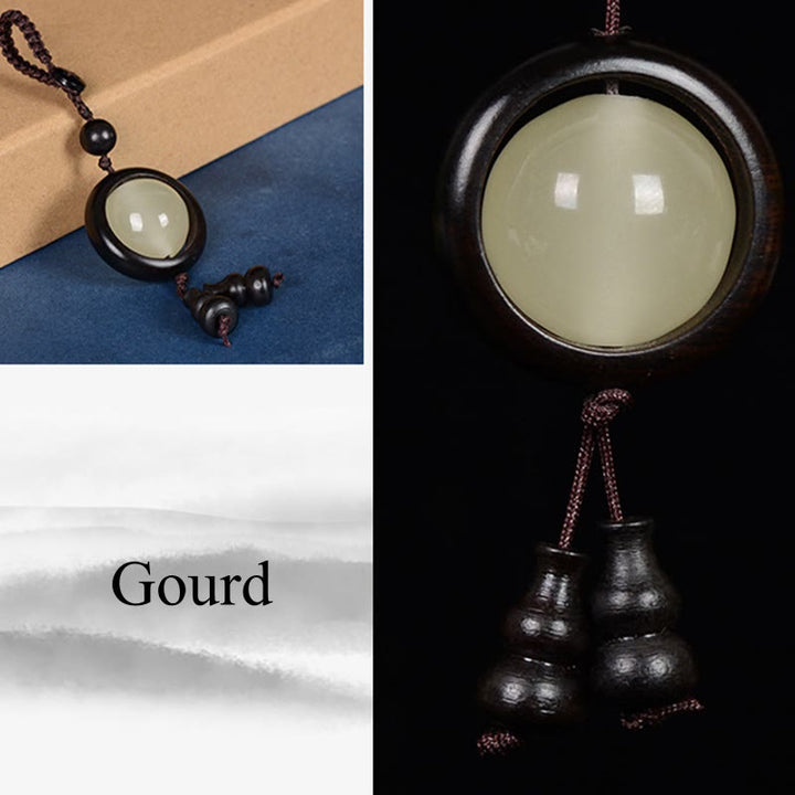 Buddha Stones Red Sandalwood Ebony Wood Green Sandalwood Luminous Lucky Bead Gourd Peace Key Chain - image 12