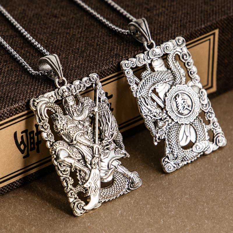 Buddha Stones Guan Gong Dragon Auspicious Clouds Wealth Necklace Pendant - image 2