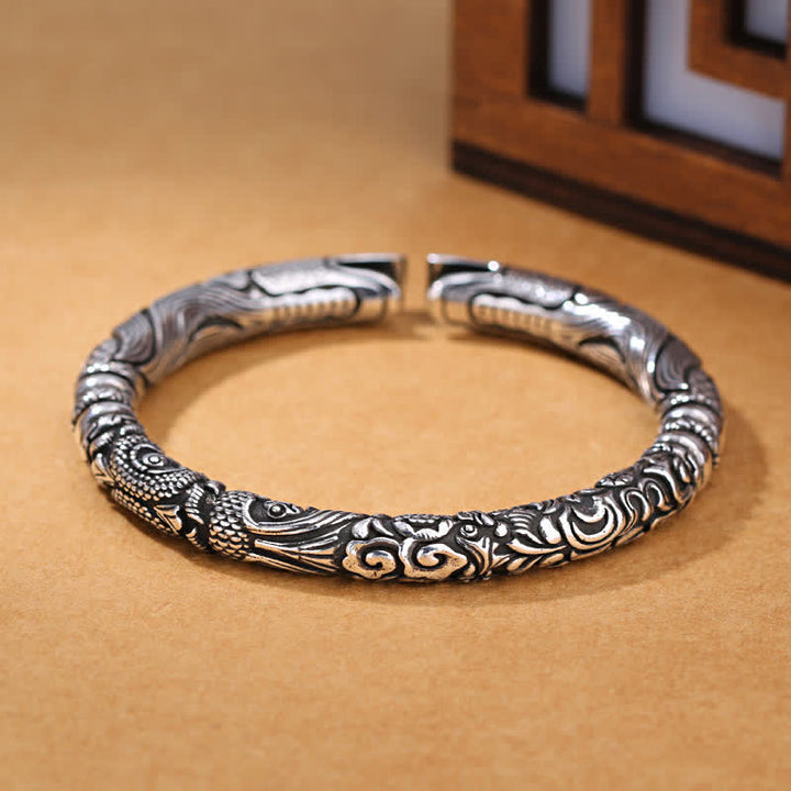 Buddha Stones Dragon Head Carved Luck Bracelet Bangle - image 6