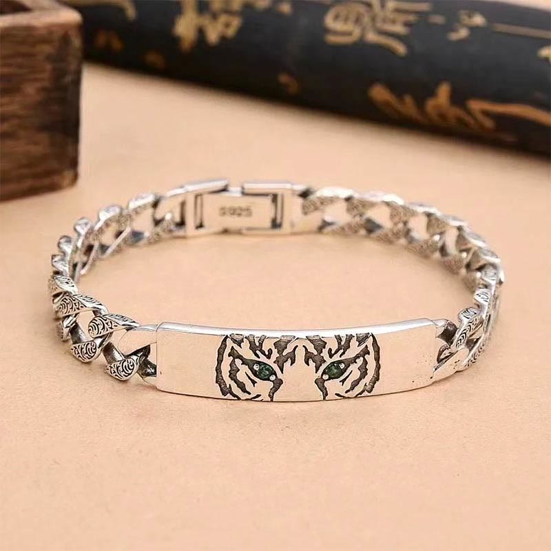 Buddha Stones Tiger Tang Dynasty Flower Design Copper Luck Chain Bracelet - image 11