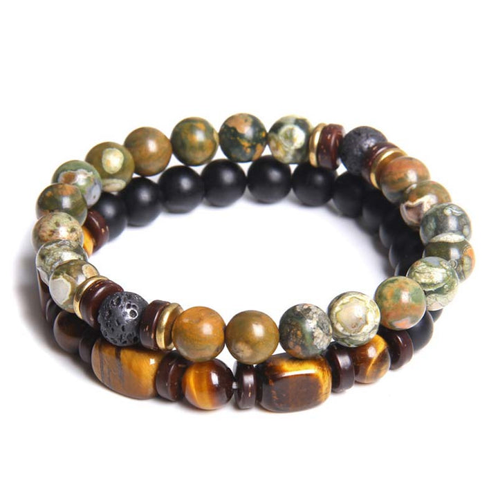 Buddha Stones 2PCS Healing Crystal Emperor Stone Tiger Eye Bead Bracelet - image 7