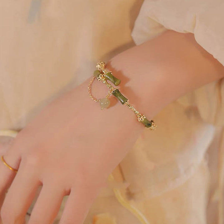 Buddha Stones Bamboo Jade Pattern Luck Bracelet Bangle - image 4