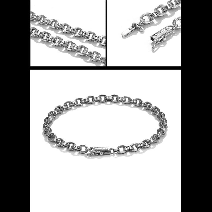 Buddha Stones 925 Sterling Silver Om Mani Padme Hum Carved Design Creativity Metal Bracelet - image 16