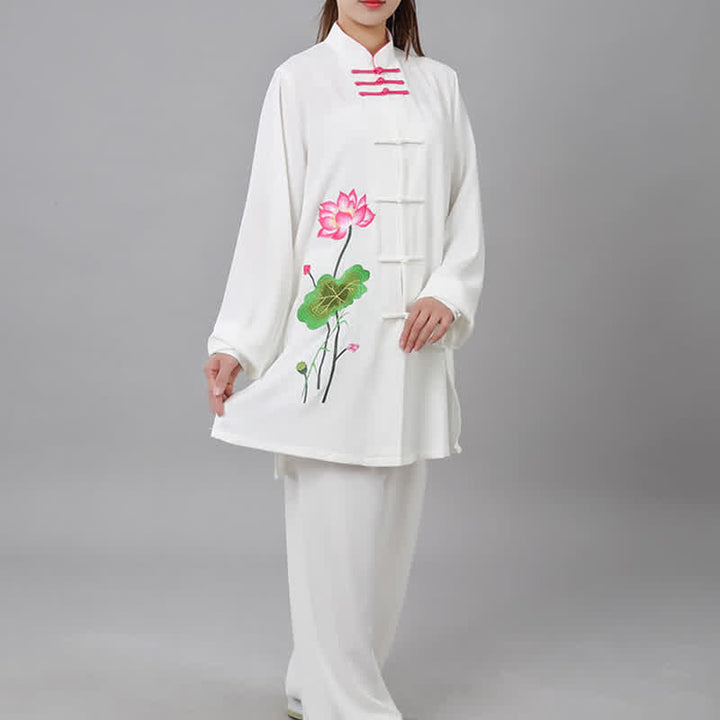 Buddha Stones Lotus Flower Leaf Pattern Tai Chi Meditation Prayer Spiritual Zen Practice Clothing Women's Set - image 14