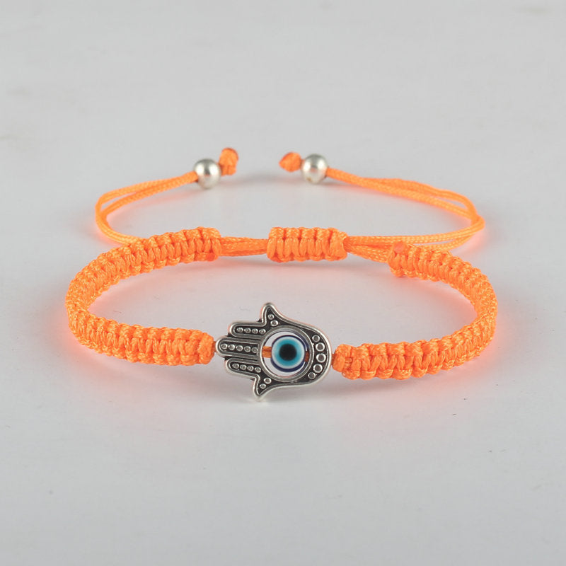 Buddha Stones Handmade Hamsa Symbol Protection Luck String Bracelet - DarkOrange(Bracelet Size 16-24cm) - image 11