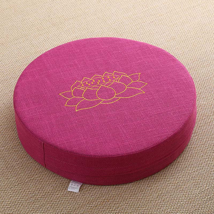 Buddha Stones Lotus Embroidery Cotton Linen Meditation Seat Cushion - Soft - 40cm*10cm - HotPink - image 23