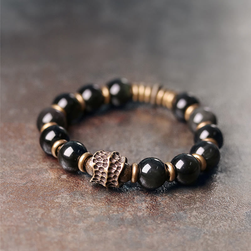 Buddha Stones Rainbow Obsidian Copper Love Healing Bracelet - image 1