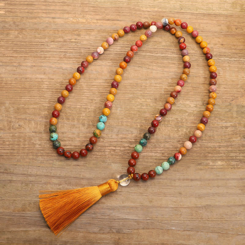 Buddha Stones 108 Mala Beads Mookaite Emotional Growth Bracelet Tassel Necklace Pendant - image 6