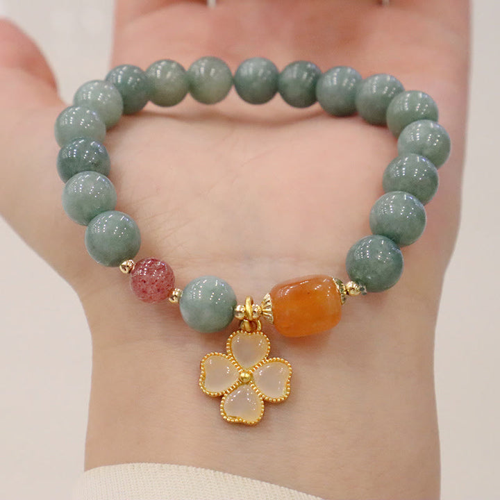 Buddha Stones Jade Four Leaf Clover Charm Prosperity Bracelet - Jade(Prosperity♥Abundance) - image 0