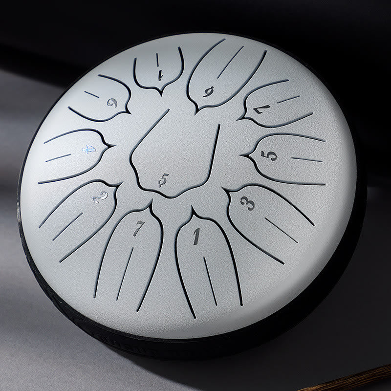 Buddha Stones Steel Tongue Drum Sound Healing Meditation Yoga Lotus Drum Kit 11 Note 6 Inch - White - image 5
