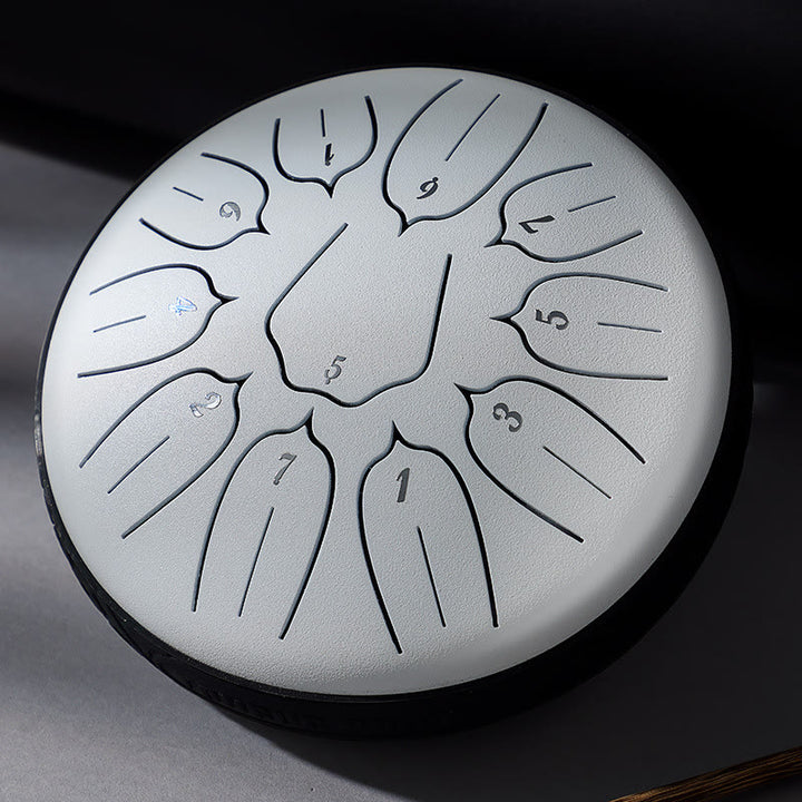 Buddha Stones Steel Tongue Drum Sound Healing Meditation Yoga Lotus Drum Kit 11 Note 6 Inch - White - image 5