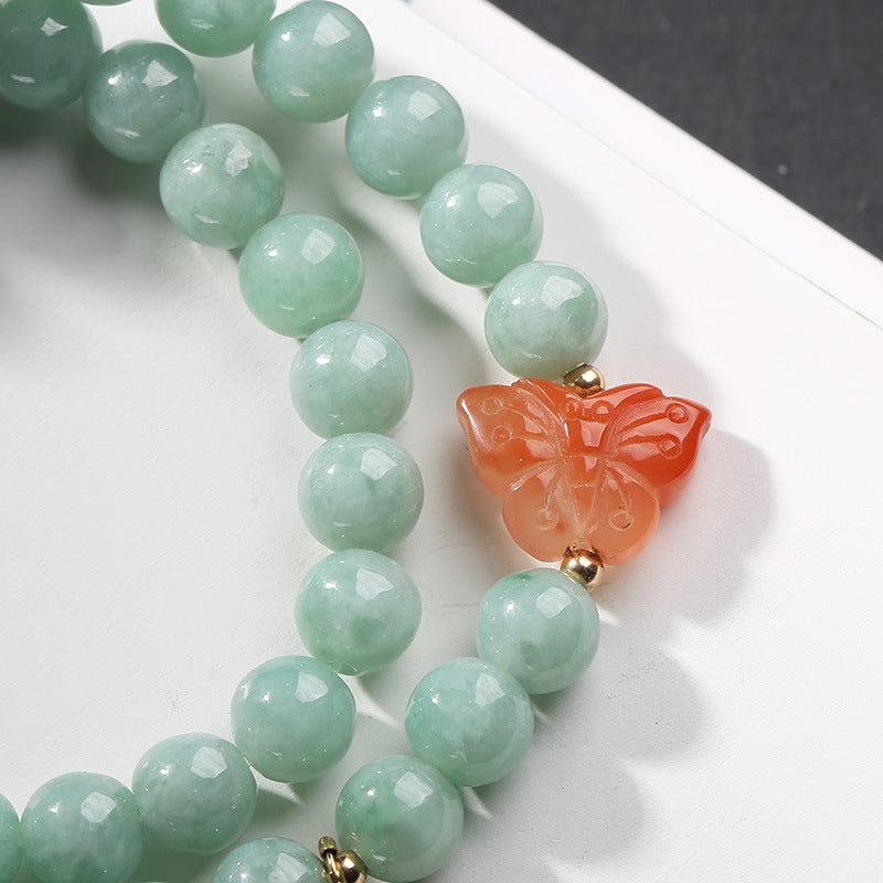 Buddha Stones 925 Sterling Silver Natural Jade Amber Butterfly Luck Abundance Bracelet - image 4