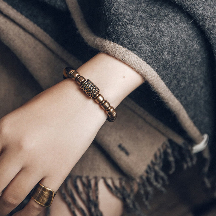 Buddha Stones Lava Rock Stone Rainbow Obsidian Copper Support Healing Bracelet - image 16