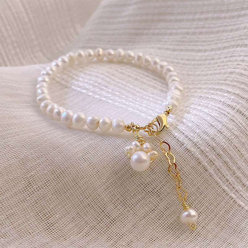Buddha Stones Pearl Cat Paw Healing Chain Bracelet - image 1