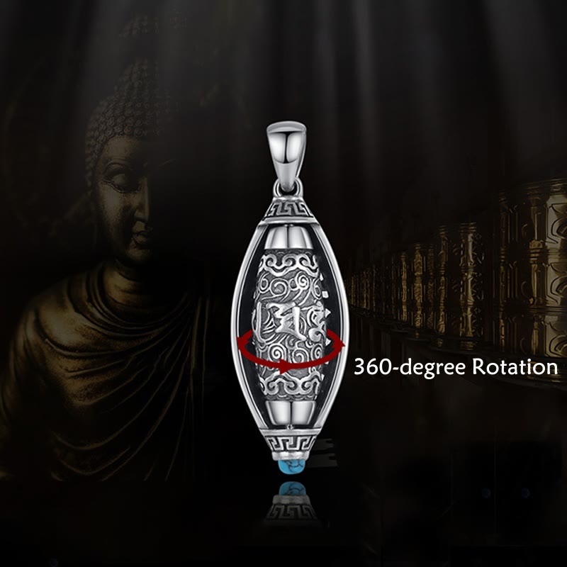 Buddha Stones Tibet Om Mani Padme Hum Protection Necklace Rotatable Pendant - image 1