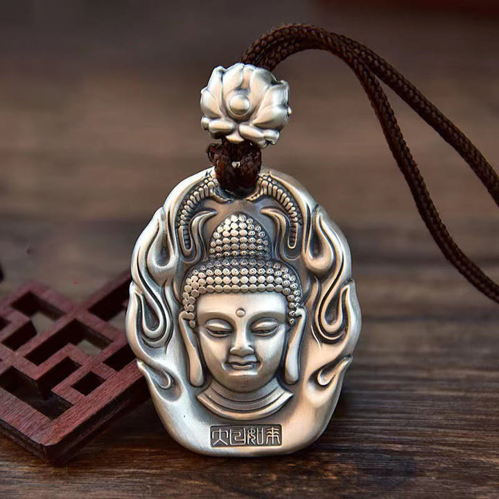 Buddha Stones Chinese Zodiac Natal Buddha Om Mani Padme Hum Lotus Compassion Necklace Pendant - Goat/Monkey-Tathagata - image 0