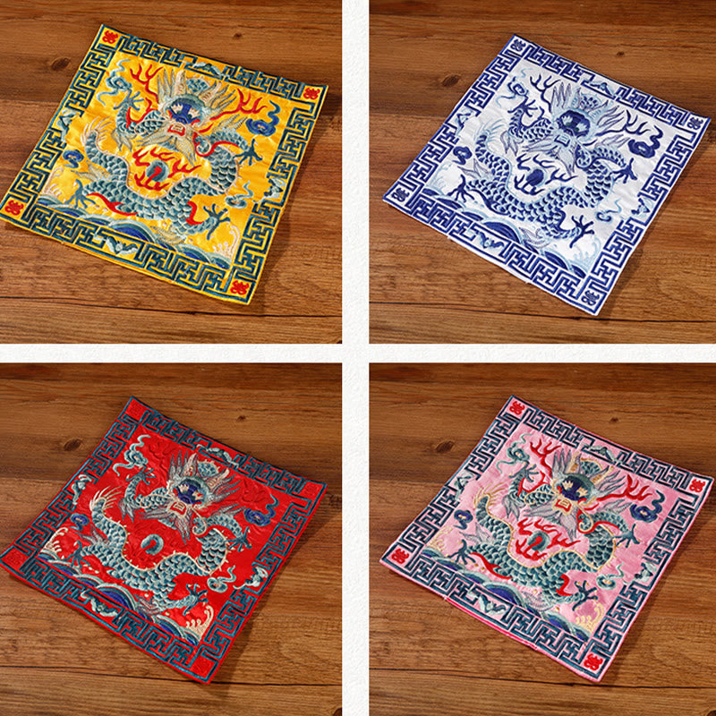 Buddha Stones Crane Phoenix Dragon Kirin Embroidered Cup Mat Pad Tea Cup Coaster Square Kung Fu Tea Mat - image 39