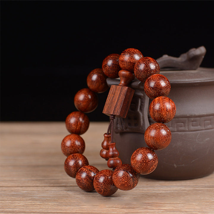 Buddha Stones Tibetan Small Leaf Red Sandalwood Relaxation Bracelet - image 6
